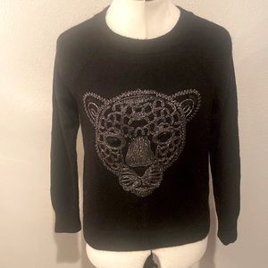 H&M Sequin Cougar Lion Face Sweater